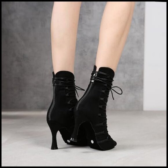 Professional Dance Boots Latin Salsa Pole Dancer 3.5 Inch Heel Strappy Design - Picture 7 of 7